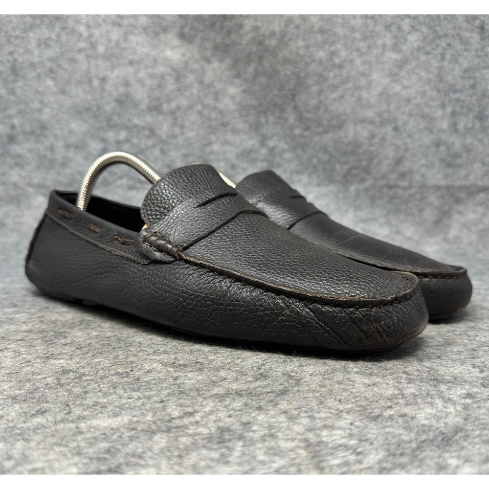 Zara Tumbled Leather Driving Penny Loafer Shoes Mens Size 10 EU 43 Brown